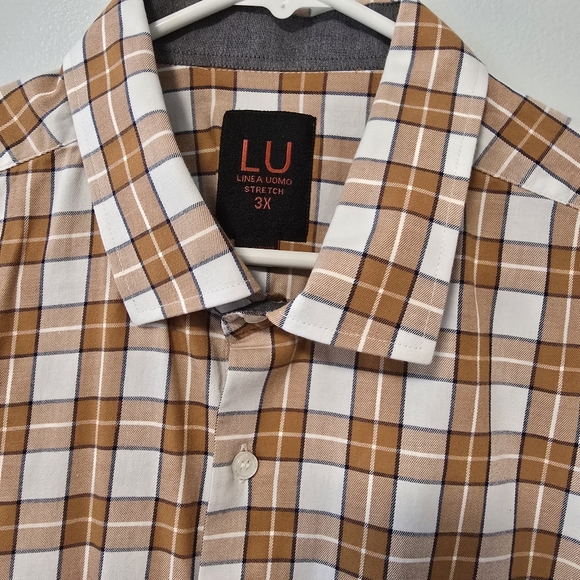 Men's Linea Uomo LU 3XLT Plaid Long Sleeve Button-Button-Down Shirt - Picture 3 of 7